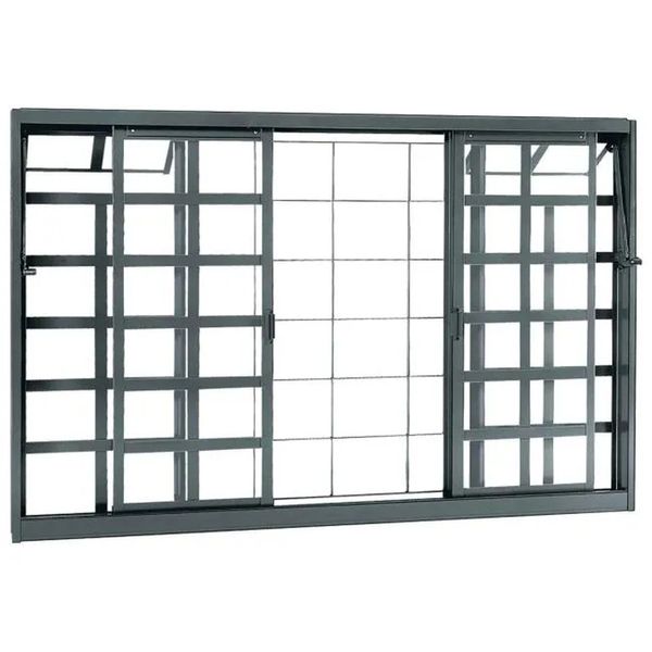 Janela de correr 4 folhas Belfort 100x150x12cm com grade Sasazaki