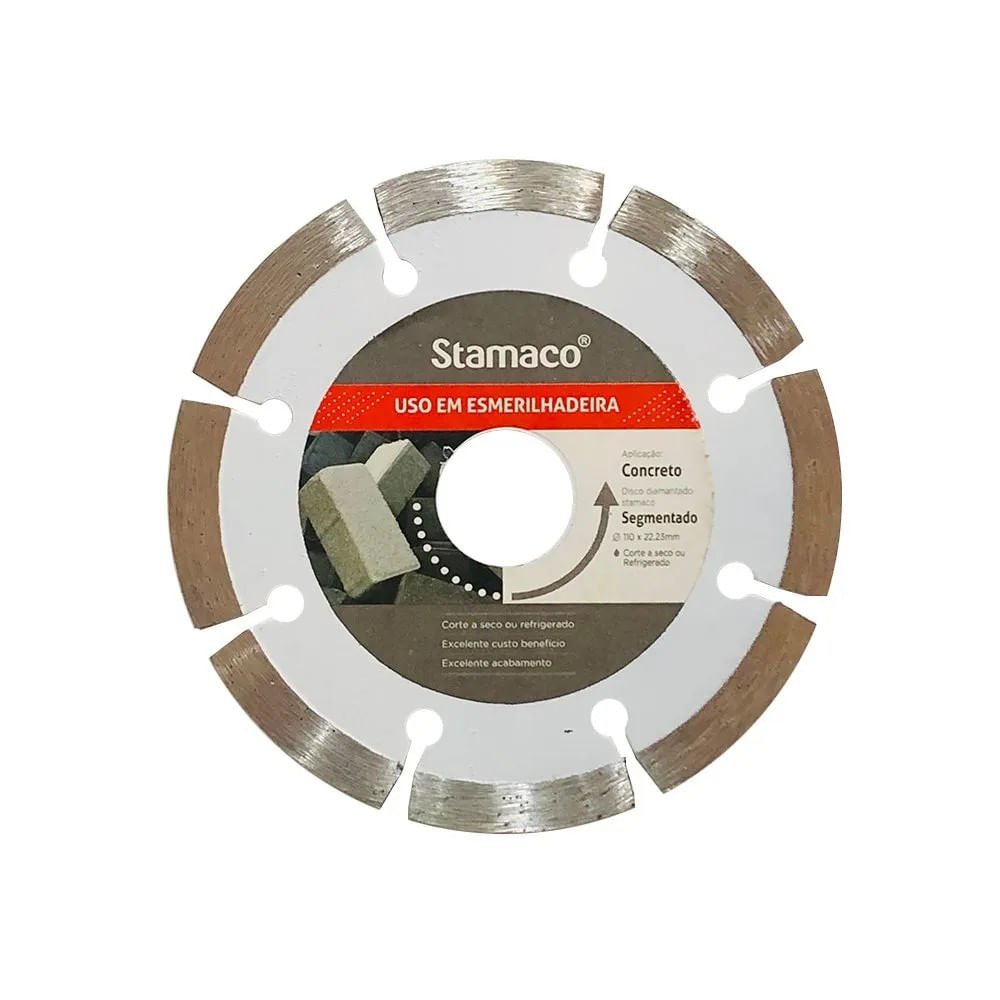 Disco Diamantado Segm Esmerilhadeira 110X22 23Mm Stamaco