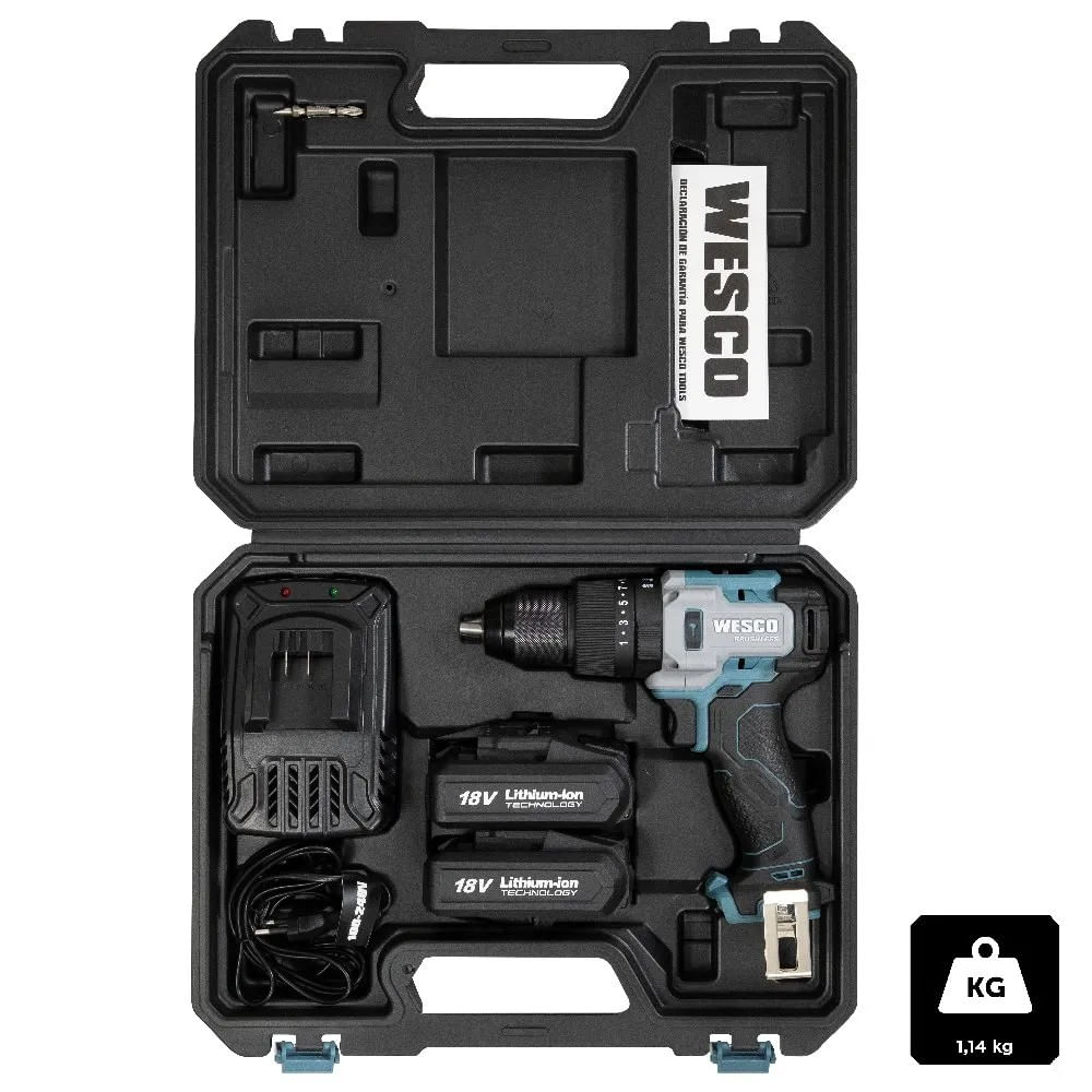 Parafusadeira Furadeira De Impacto 13Mm  Bat 18V Maleta Ws2419K2 Wesco