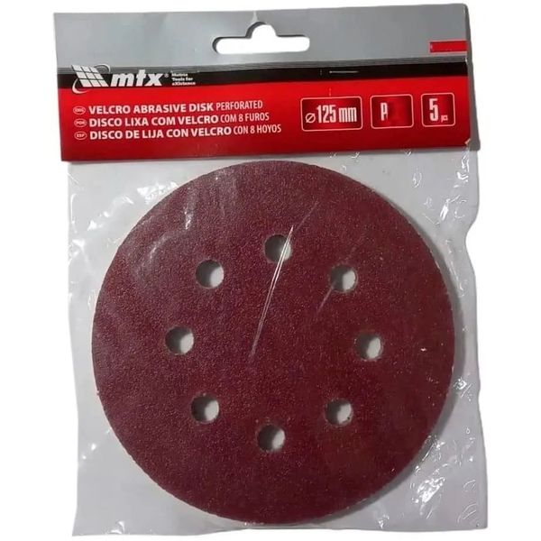 Disco De Lixa Com Velcro Perfurado P 100, 125 , 5 Peças//Mtx