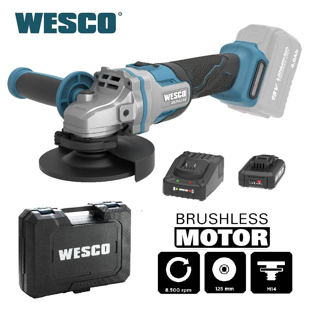 Esmerilhadeira Angular 125Mm 18V 4Ah Com Maleta Wesco