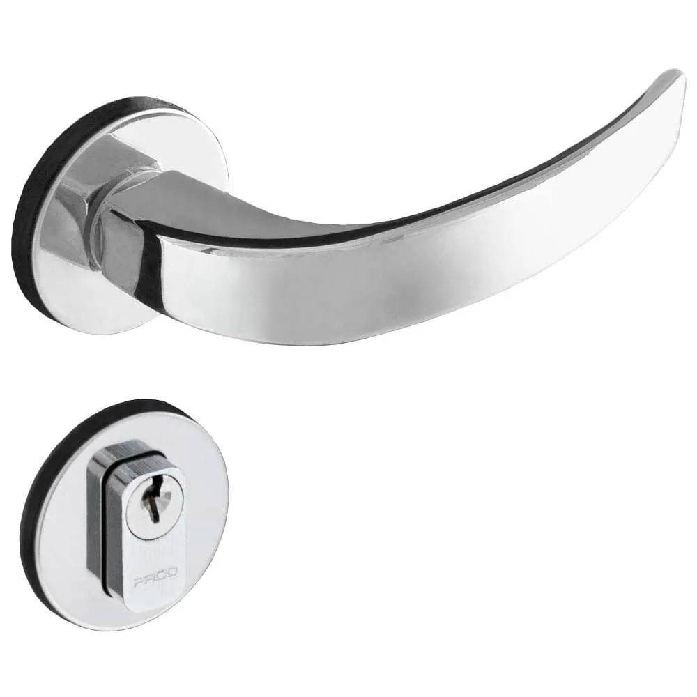 Fechadura Externa de Aço Zamac Vic com Roseta Cromada Pado