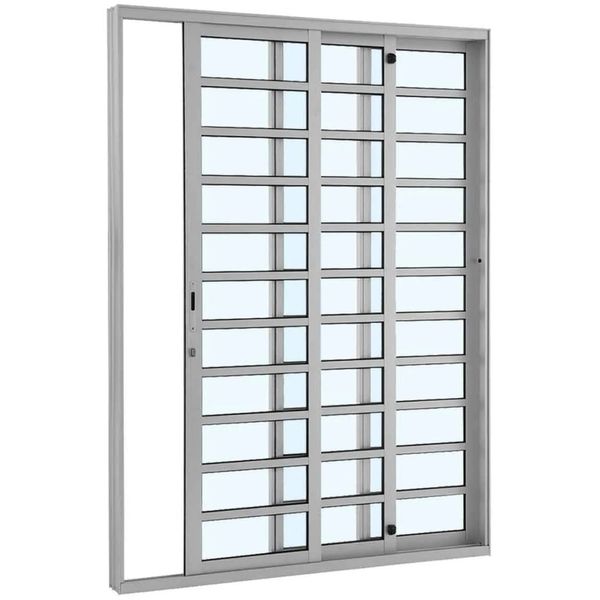 Porta de Correr Alumínio 3 Folhas Alumifort 216cmx200x12,5cm Direita Divisória Horizontal Sasazaki