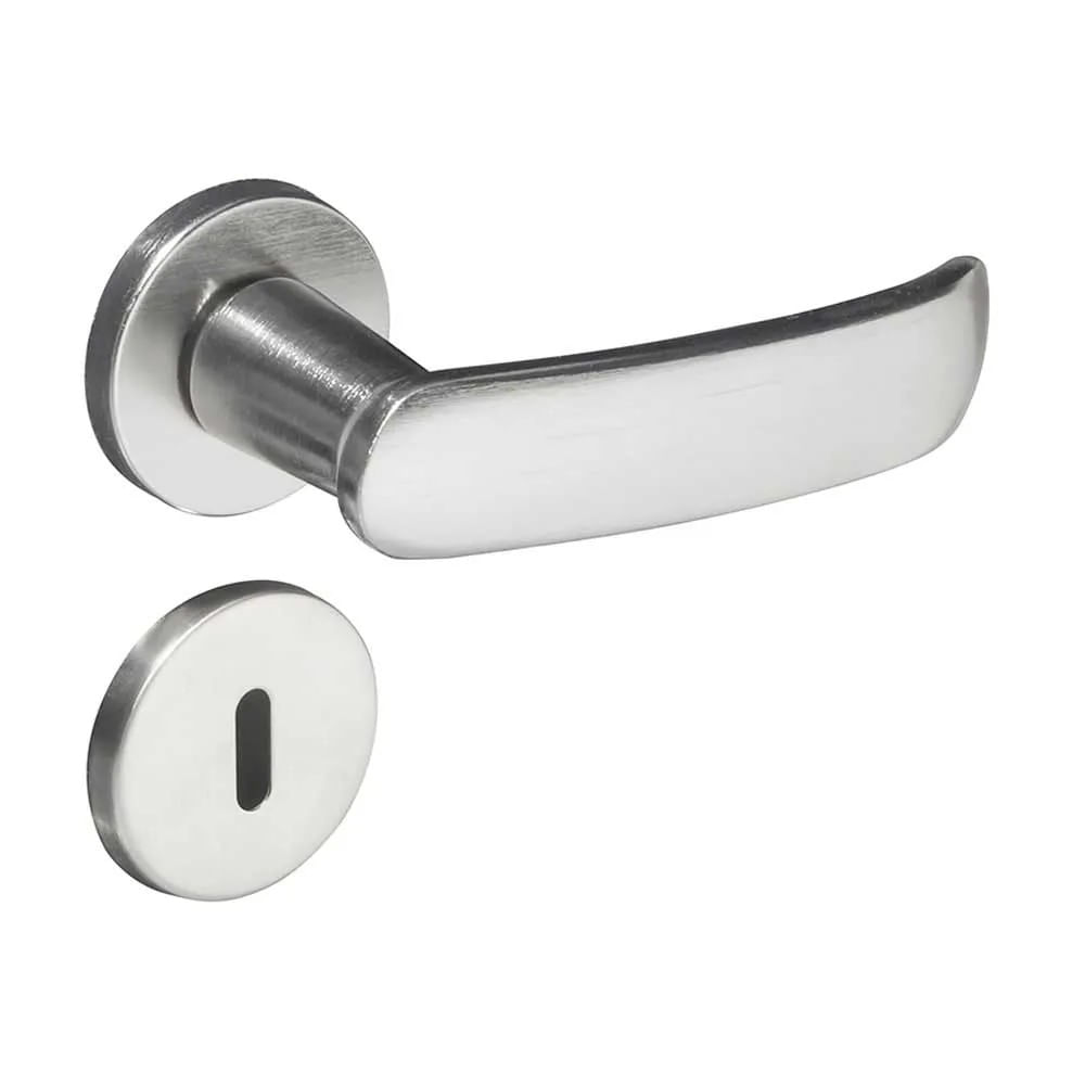 Fechadura Interna de Aço Zamac Madrid 506-32I Acetinada com Roseta Cromada Pado