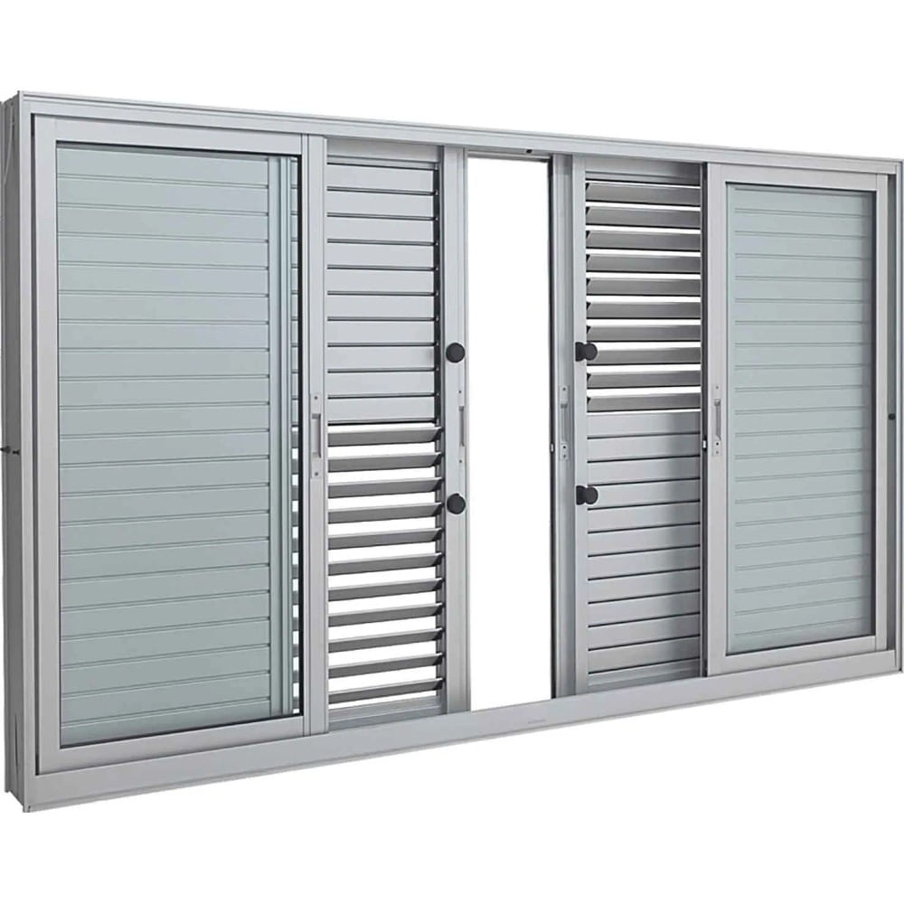 Janela Veneziana Multiflex Alumínio Branco 6 Folhas 100x200x14 Aluminium Sasazaki