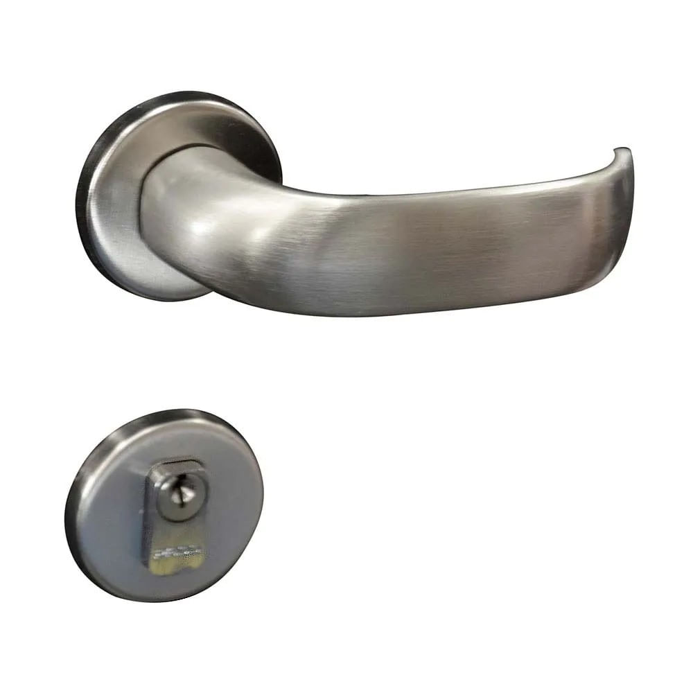 Fechadura Externa de Aço Zamac Contemporanea com Roseta Cromada Acetinada Pado