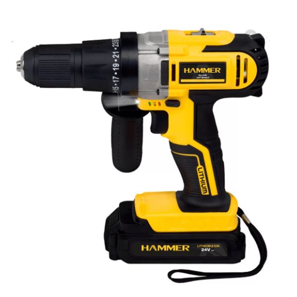 Furadeira/Parafusadeira 24V Bivolt com Bateria de Lítio Hammer
