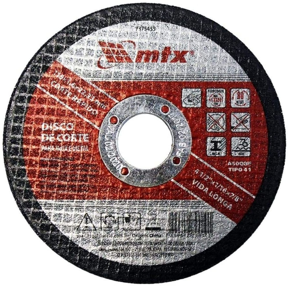 Disco de Corte para Inox e Metal 115x16x22mm MTX