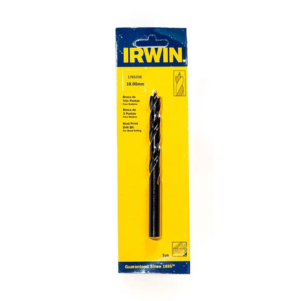 Broca 3 Pontas para Madeira 10x130mm Irwin Broca 3 pontas para madeira 10X130mm 1765330 Irwin