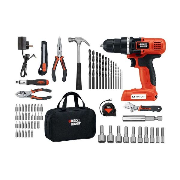 Parafusadeira à Bateria 8V com Kit Laranja Black Decker