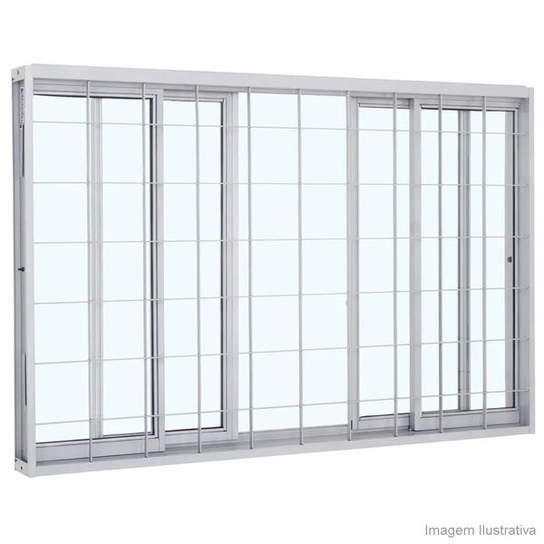 Janela de Correr 4 Folhas Pratika Sasazaki 100x150cm com Grade