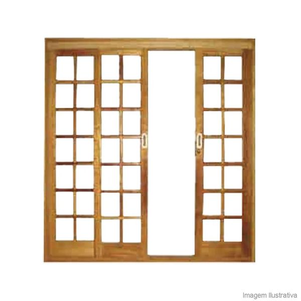 Porta de Correr 4 Folhas Quadriculada Madaza Cedro Arana 215x200cm