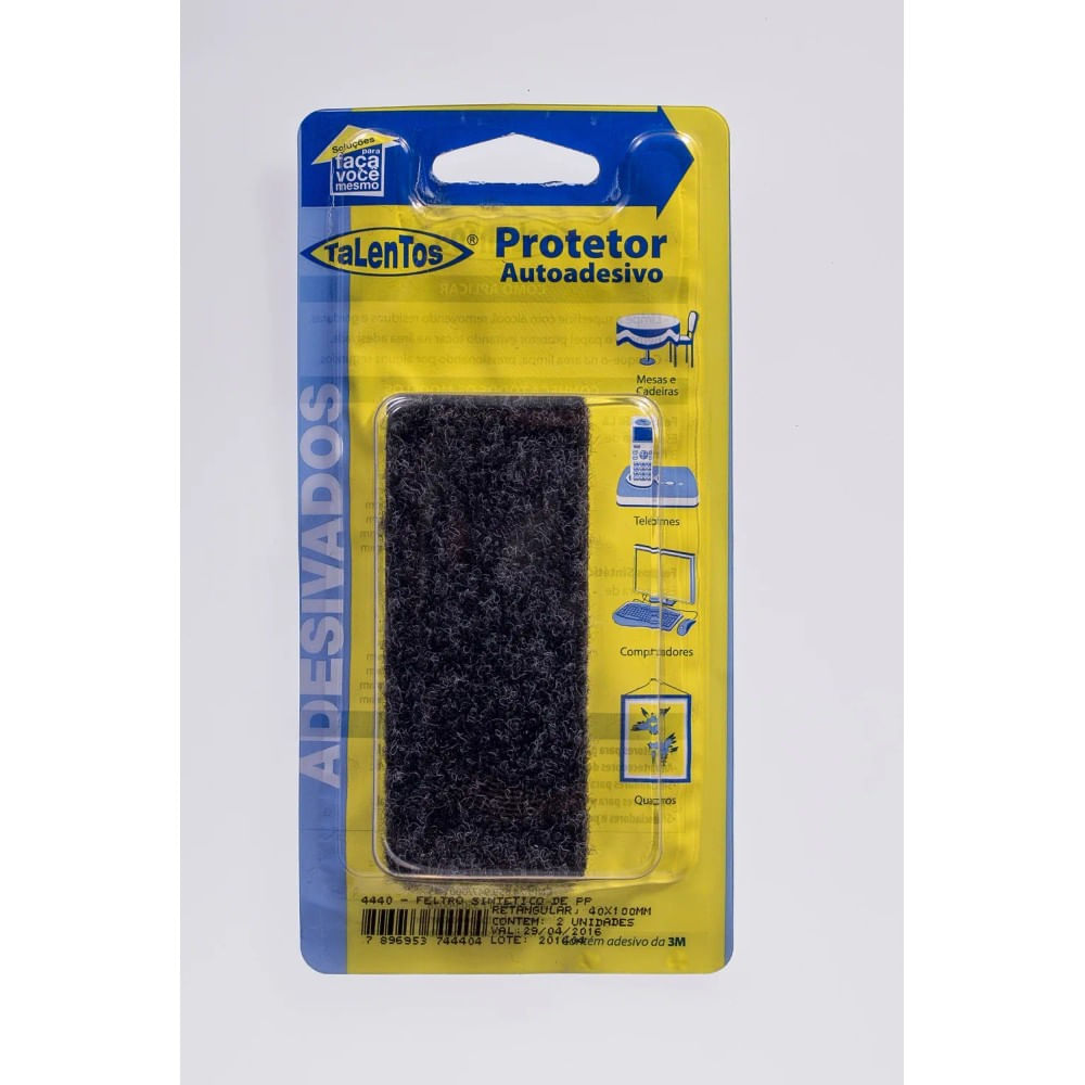 Feltro Sintético Autoadesivo Retangular 3x40x100 mm Preto Talentos