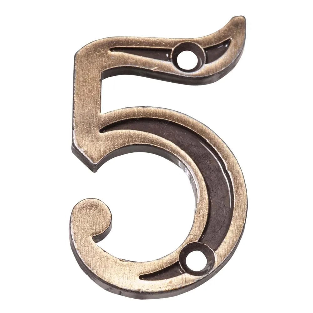 Número 5 para Apartamento em Zamac Latonado Oxidado 4,5 cm União Mundial Número 5 para Apartamento de zamac latonado oxidado União Mundial