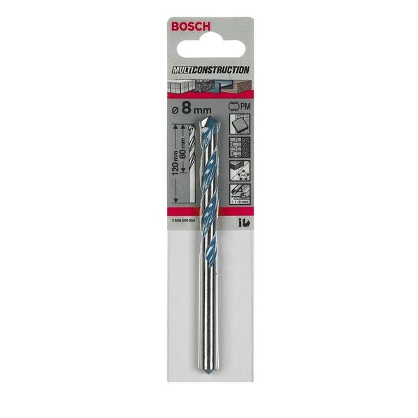 Broca Multimaterial Bosch CYL-9 MultiConstruction Ø7 x 60 x 100 mm Broca Multimaterial Encaixe Cilíndrico Ø7 X 60 X 100 mm Bosch
