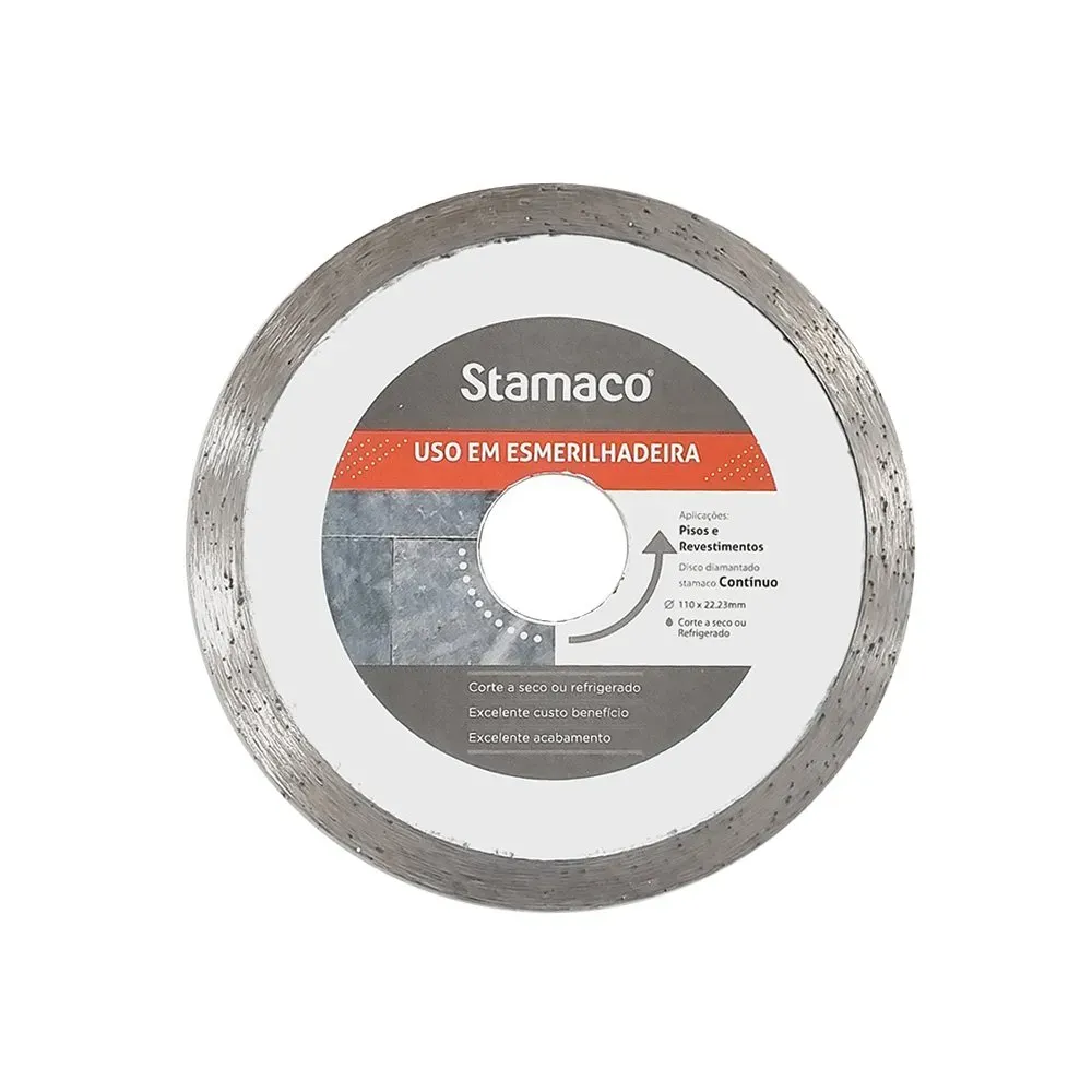 Disco Diamantado Contínuo para Esmerilhadeira 110x22,23mm Stamaco
