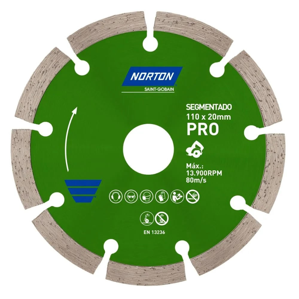 Disco Diamantado Segmentado Norton Pro 110x20mm