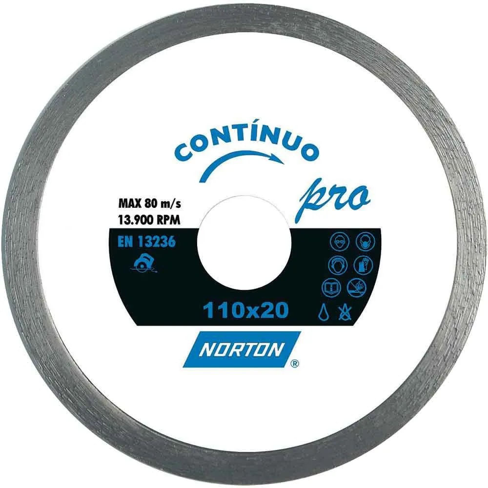 Disco Diamantado Contínuo Norton Pro 110mm para Porcelanato e Cerâmica Disco contínuo ou diamantado cinza Norton