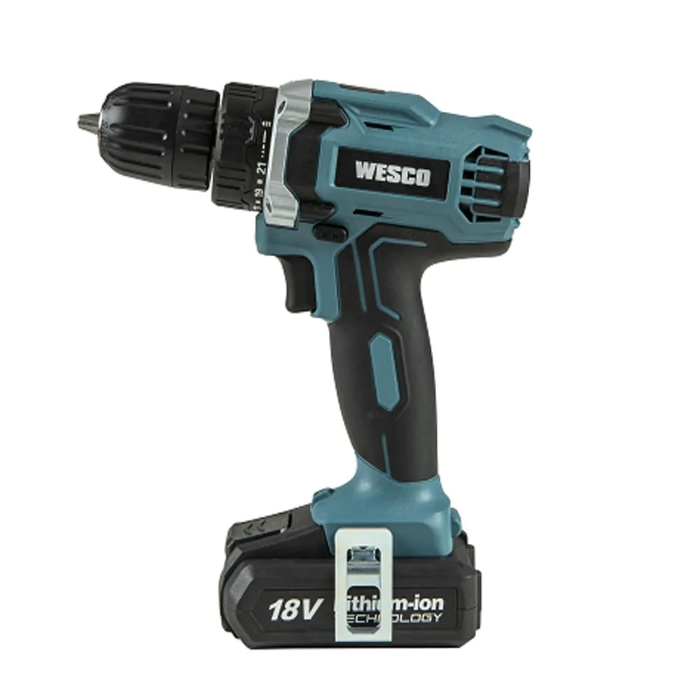 Parafusadeira e Furadeira 10mm 18V Wesco WS2972 com Bateria Parafusadeira Furadeira 10Mm Azul Ws2972 Wesco