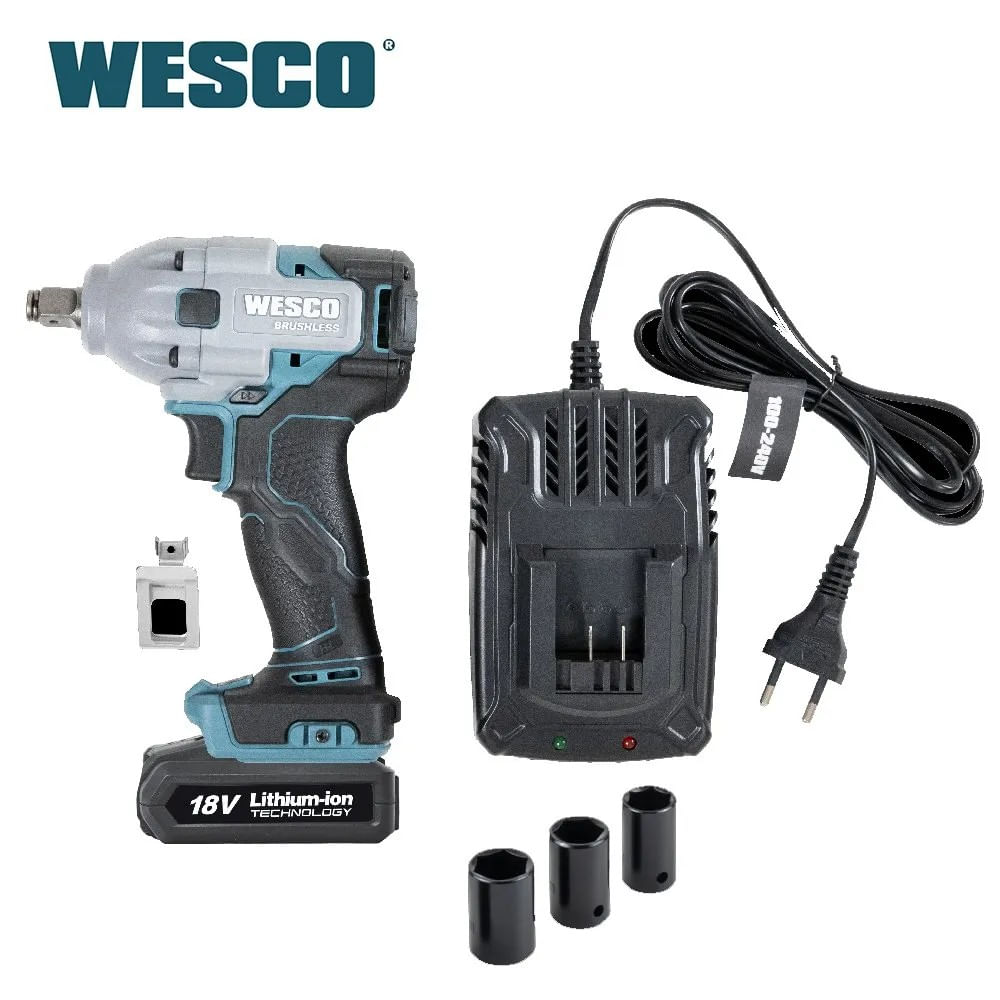 Chave de Impacto 1/2" Brushless 18V 350Nm Wesco WS2407.1 com Bateria e Carregador