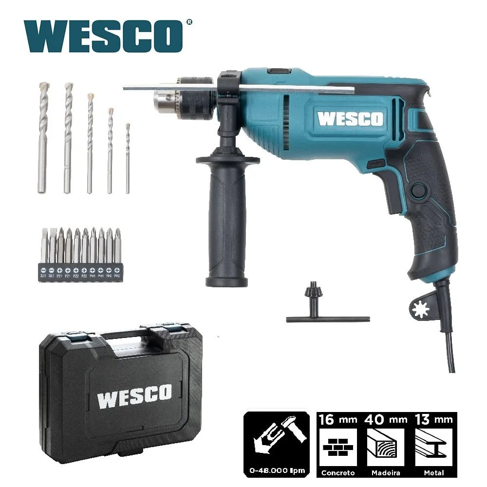 Furadeira com Impacto 13mm 800W 127V com Maleta Wesco