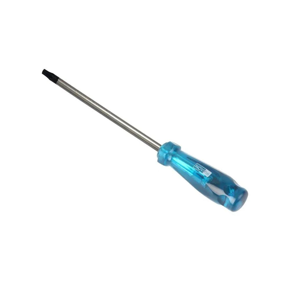 Chave de Fenda Torx T10 com Orifício e Eixo CRV 75mm Transparente Novipro Chave de Fenda Eixo CRV Ponta c/ Orifício T10x75x3mm Transparente Novipro