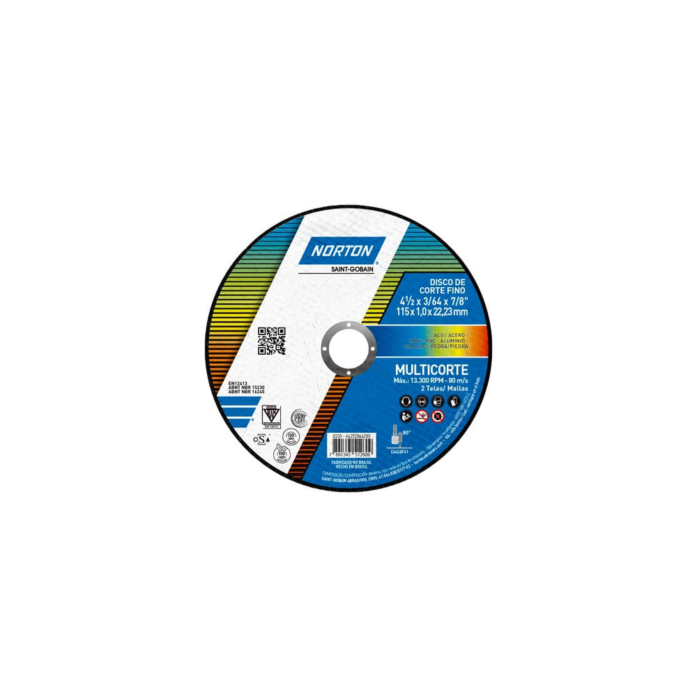 Disco Multicorte Norton T41 115x1x22,23mm Disco Multicorte T41 115x1x22,23mm Norton