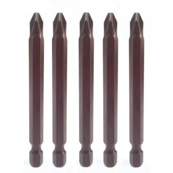 Jogo de Bits PH2 1/4 Pol. 25mm em Aço Cromo com 5 Peças Bits Ph2 1/4 5 X 25 , Aço Crmo 5 Pecas