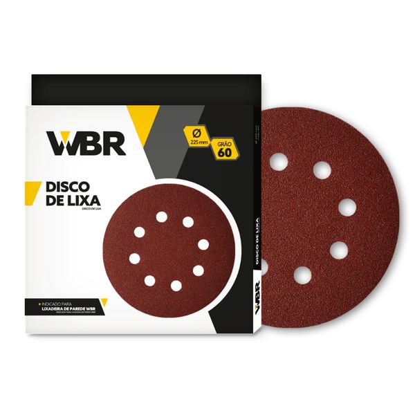 Disco de Lixa 225mm com 8 Furos Grão 60 WBR - 10 Unidades Disco de Lixa 225mm 8 Furos Grão 60 (10 Unidades) WBR