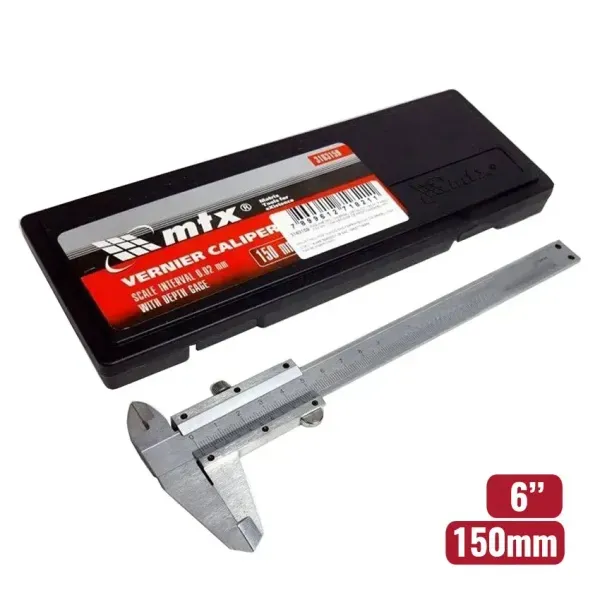 Paquímetro Universal Metálico MTX 150 mm com Precisão de 0,02 mm Paquimetro Universal Metalico, 150 M , Passo 0,02 , Com Medidor De