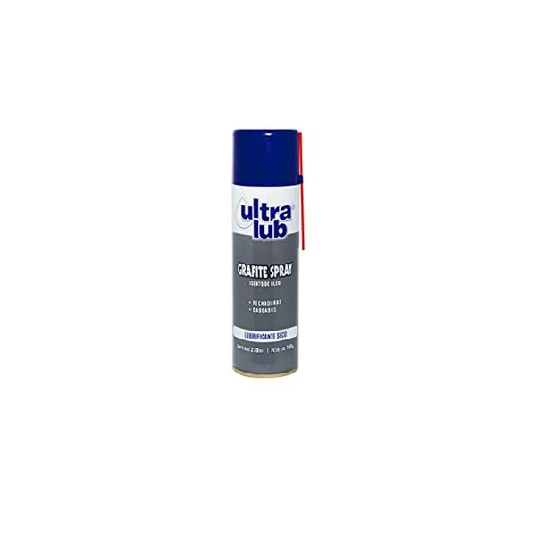 Grafite Spray Lubrificante Ultralub 230ml 145g para Fechaduras, Carros e Vidros Grafite Spray Lubrificante Para Fechaduras Carros Vidros 145gr 230ml Ultralub