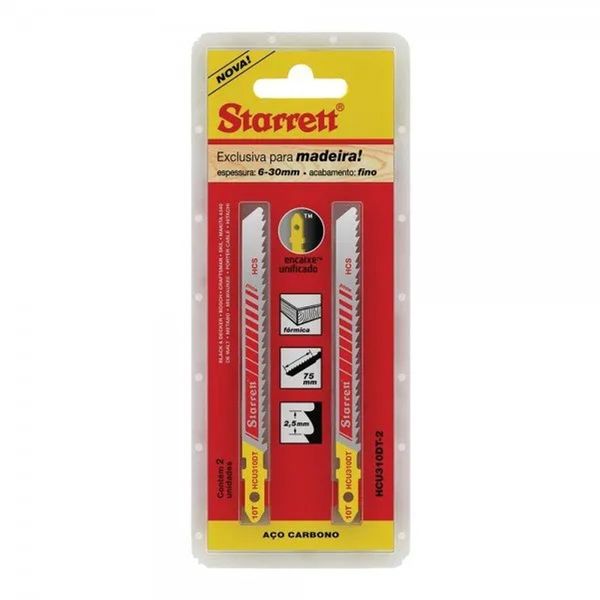 Lâmina de Serra Tico-Tico Starrett Carbono 100mm 10D Encaixe Unificado HCU310DT-2 com 2 Unidades Lâmina de Serra Tico-Tico Carbono 100mm 10D Encaixe Unificado HCU310DT-2 Starrett