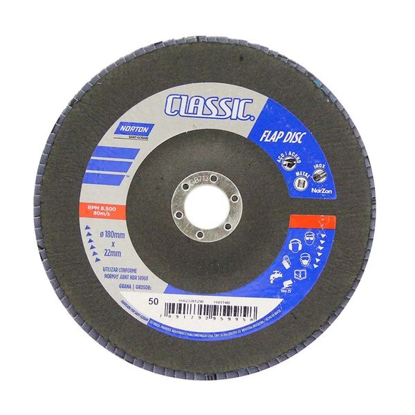 Disco de Desbaste para Metais Norton 180x22mm Grão 50 Preto Disco de desbaste para metais 180x22mm grão 50 preto Norton