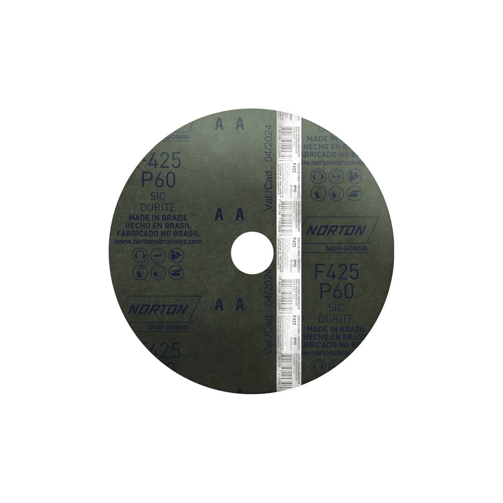 Disco de Lixa para Mármore Norton F425 180x22mm Grão 60 Preto Disco de lixa para mármore 180x22mm F425 grão 60 preto Norton