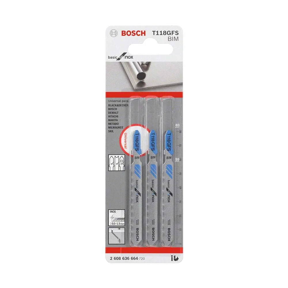 Lâmina para Serra Tico-Tico Bosch T118GFS Basic for Inox com 3 Unidades Lâmina para serra tico tico T118GFS basic for inox cinza Bosch