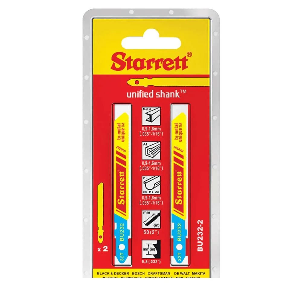 Lâmina de Serra Tico-Tico para Metal 50x7,5x1mm 32 Dentes BU232-2 Starrett com 2 Unidades Lâmina de serra tico-tico para metal 50x7,5x1mm 32 dentes BU232-2 Starrett