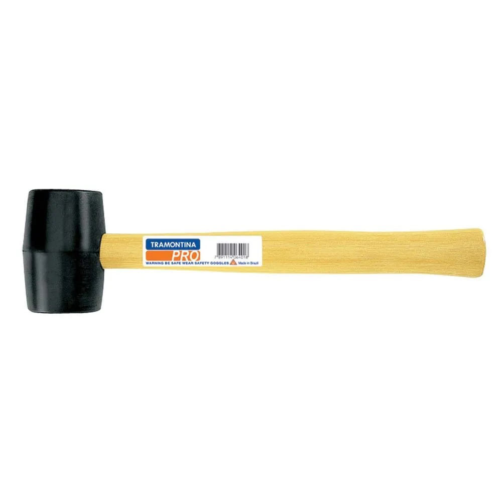Martelo de Borracha Tramontina 225g Modelo Americano com Cabo de Madeira Auto Fixável Martelo Borracha 225g Modelo Americano Cabeça Injetada Cabo Madeira Auto fixável 40681008 Tram