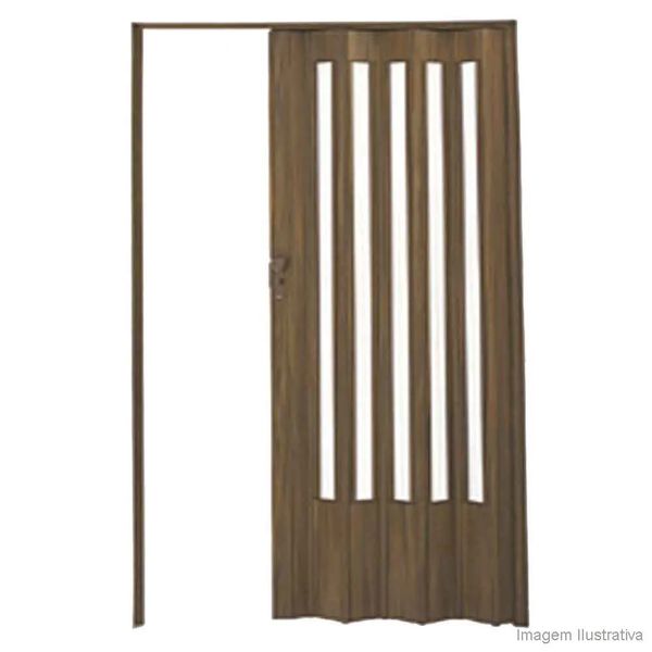 Porta sanfonada de PVC Translucida 210x60cm com fechadura imbuia BCF