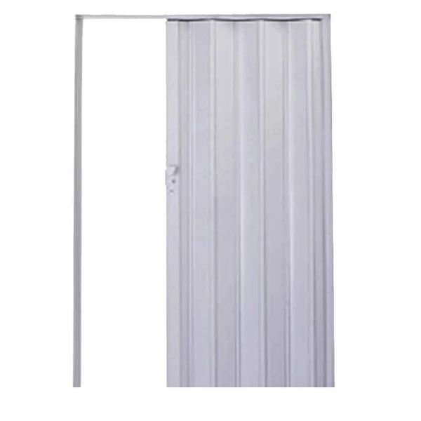 Porta sanfonada de PVC Plast 210x84cm com trinco cinza BCF