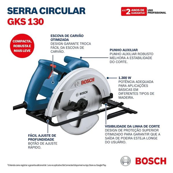 Serra Circular Bosch GKS 130 127V Azul Serra Circular 127 Volts Azul Gks 130 Bosch