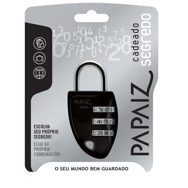 Cadeado de segredo CS23 preto Papaiz