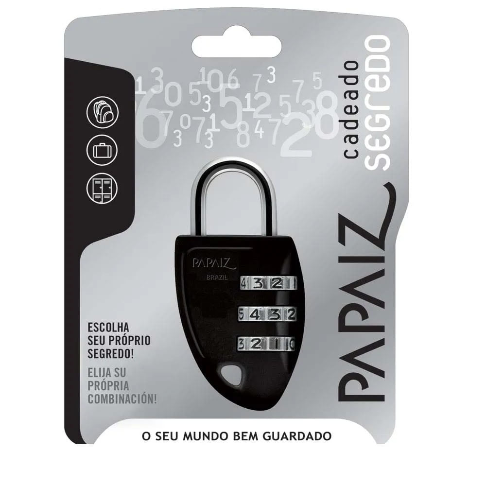 Cadeado de segredo CS23 preto Papaiz