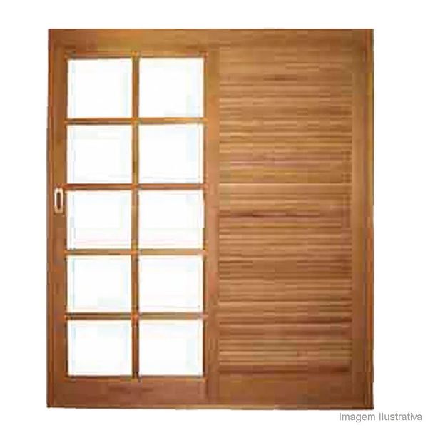 Porta de correr 2 folhas Veneziana 215x160cm imbuia Madaza