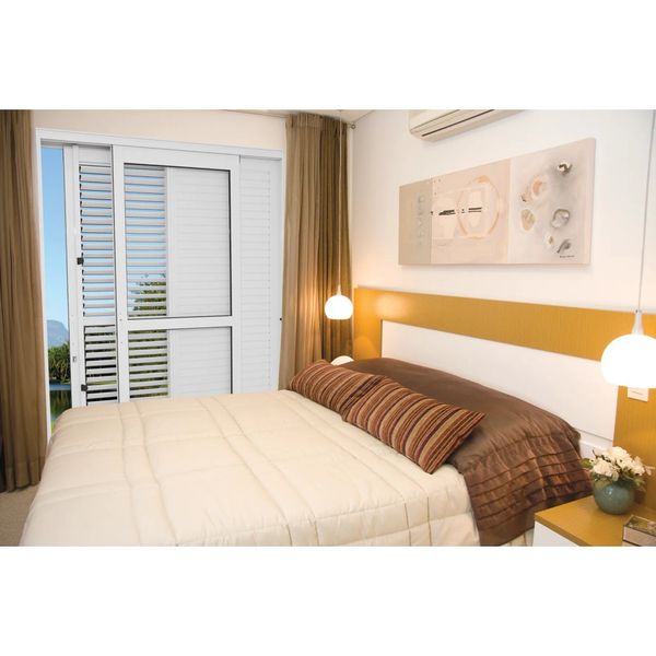 Porta de Correr 3 Folhas Aluminium Sasazaki 216x160x17,5cm Branca Porta de correr 3 folhas Aluminium 216x160x17,5cm multiflex D Sasazaki