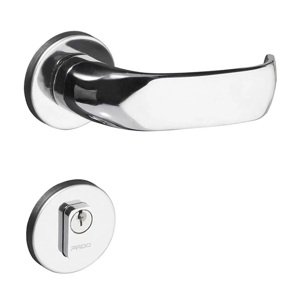 Fechadura Externa Pado Contemporânea Cromada em Zamac Fechadura Zm Contemp Rr2 500-90 Externa Cr Pado