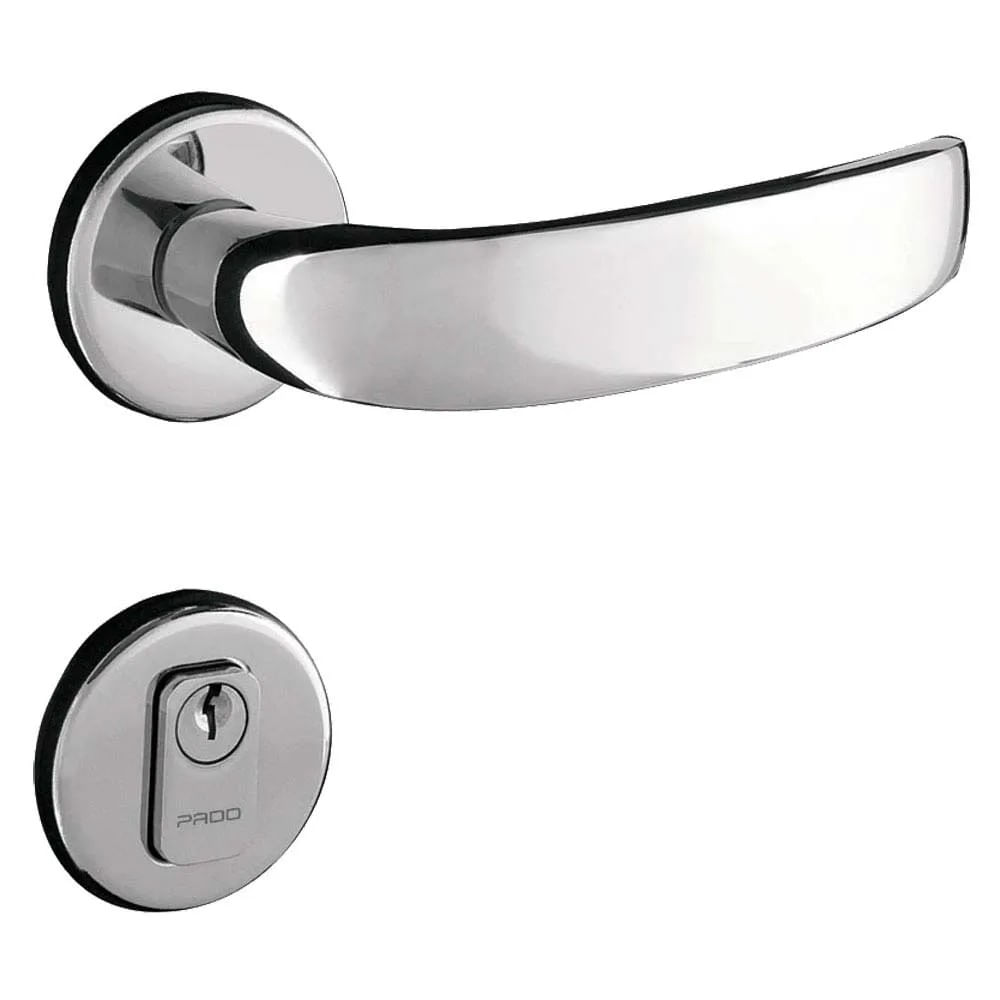 Fechadura Externa Pado Victoria de Aço Zamac com Roseta Cromada Fechadura Externa Pado de Aço Zamac Victoria com Roseta Cromada