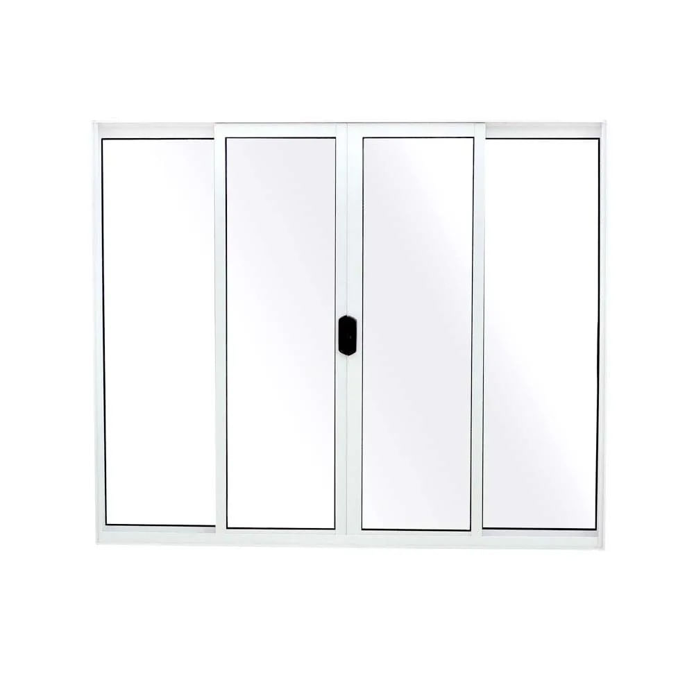 Janela de Correr 4 Folhas Atlântica Fortline 100x120cm Alumínio Branco Janela de Correr Atlântica 4 Folhas Fortiline 100x120cm Sem Basculante