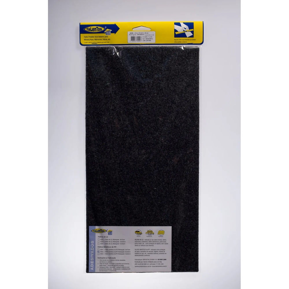 Feltro Sintético Autoadesivo Retangular 3x250x500mm Preto Talentos Feltro Sintético Pp Retangular 3X250X500Mm Preto Talentos