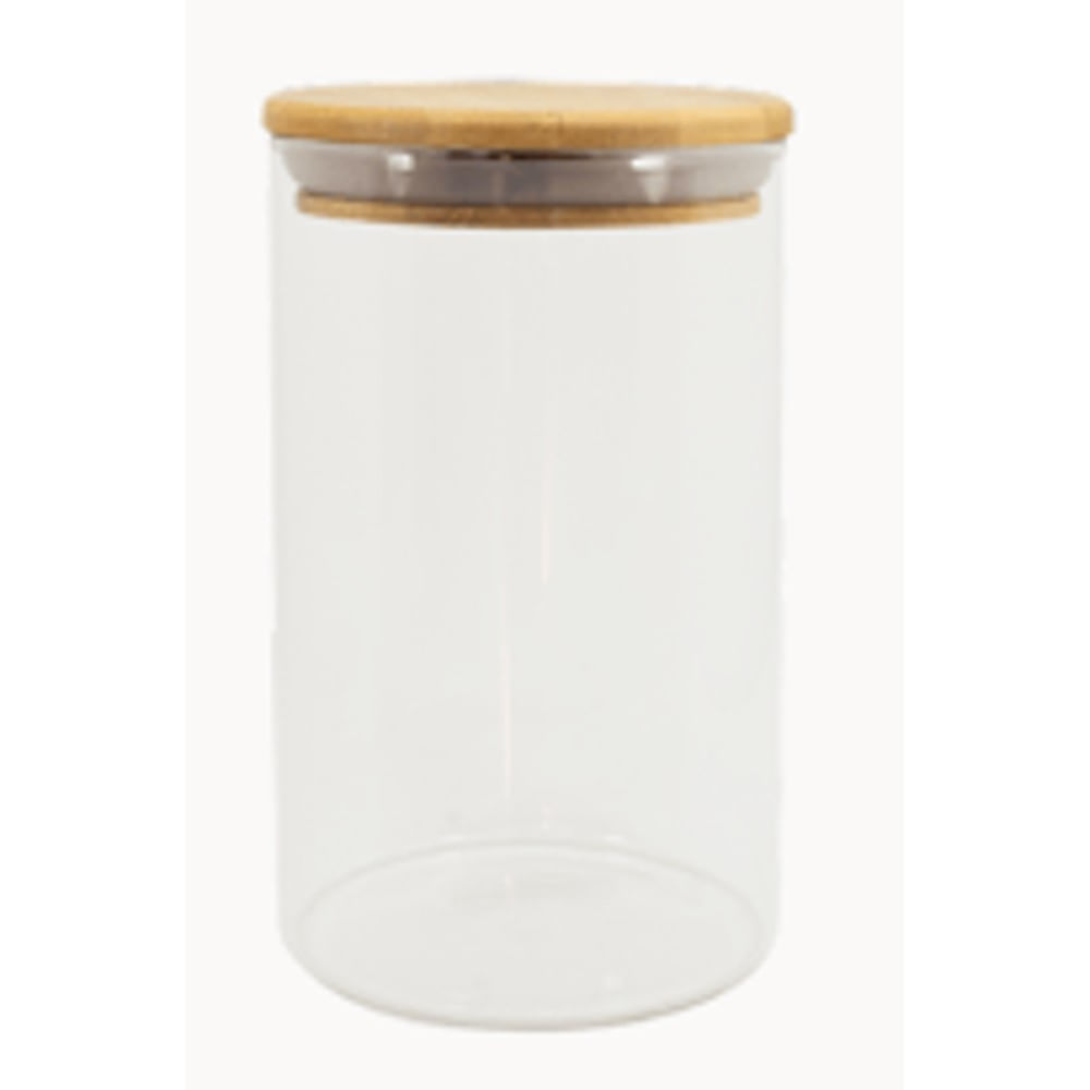 Pote de Mantimentos Redondo Oikos 1100mL em Vidro com Tampa de Bambu Pote de Mantimentos 1100mL Oikos