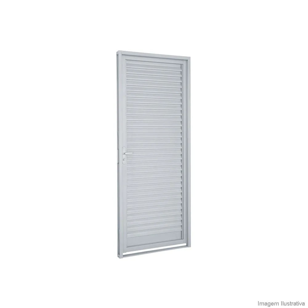 Porta Veneziana Aço Branco Esquerda 217x77x6 Prátika Sasazaki